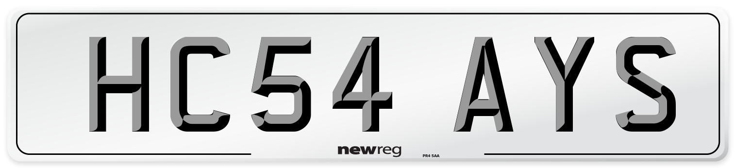 HC54 AYS Number Plate from New Reg